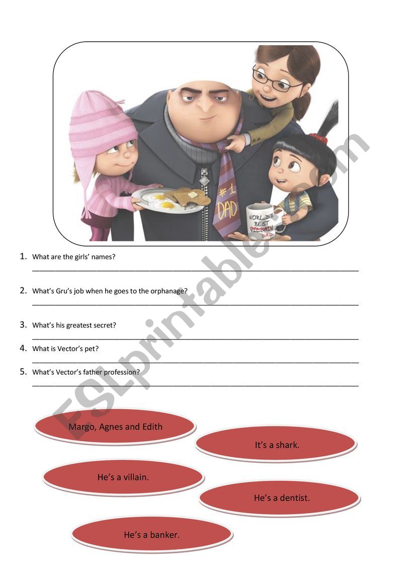 Movie Session: Despicable Me worksheet