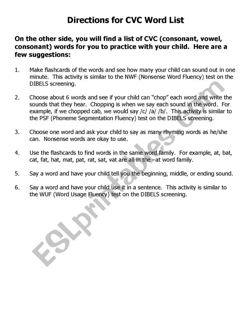 Cvc words worksheet