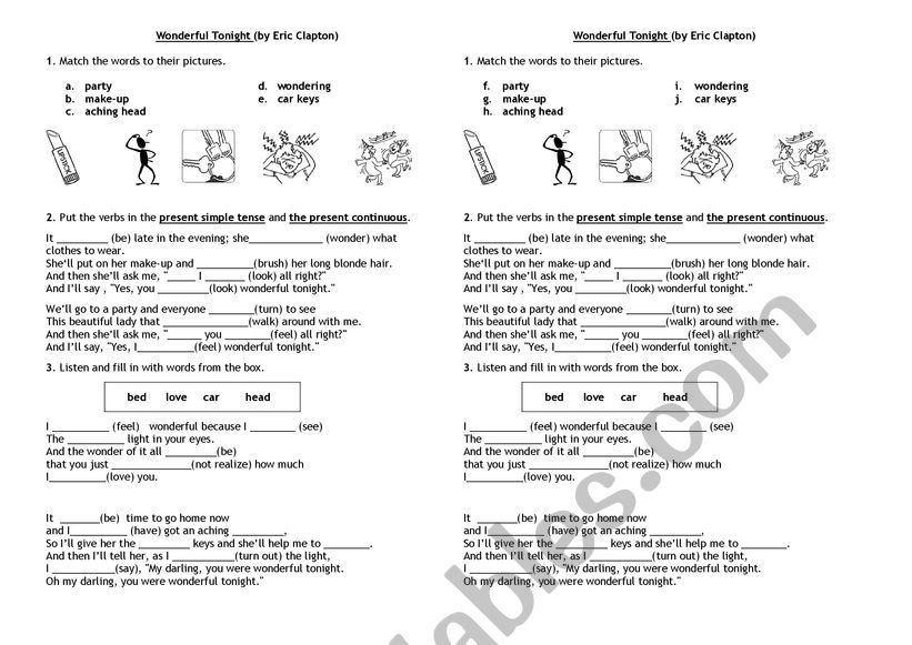 Song worksheet 