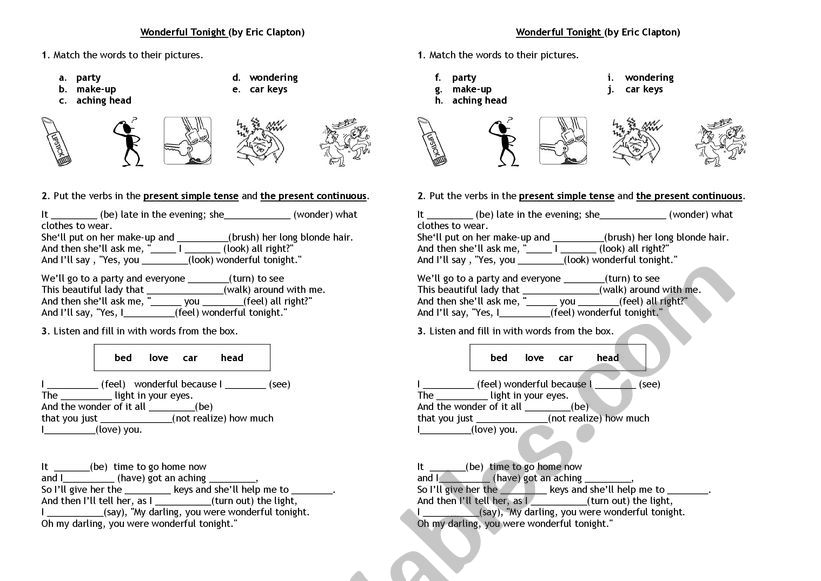 Song worksheet 