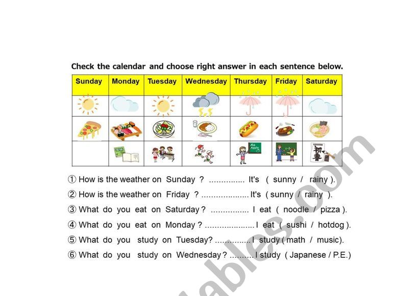 Talk about weather and activities WS