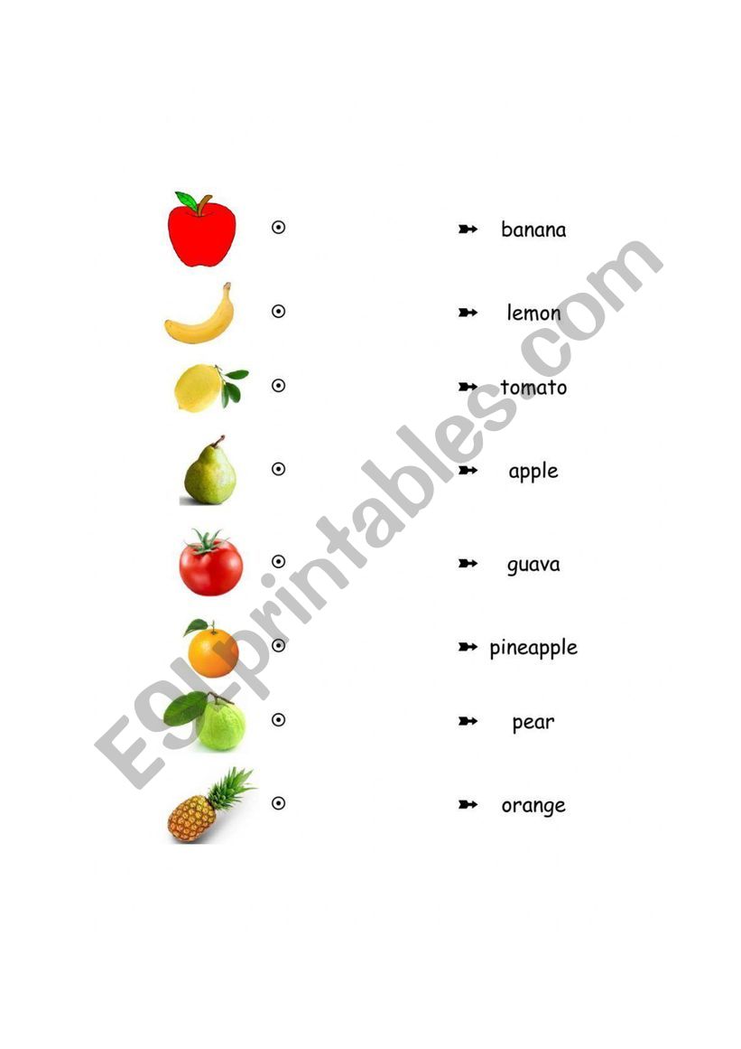 MATCH THE FRUIT worksheet