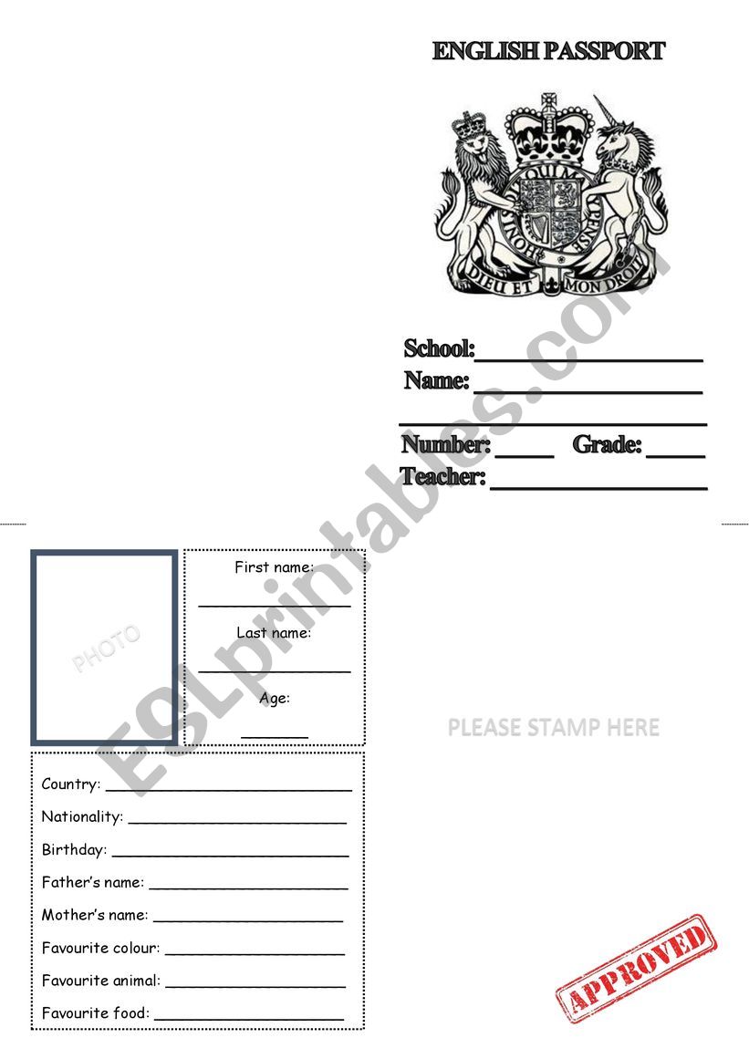 English passport worksheet
