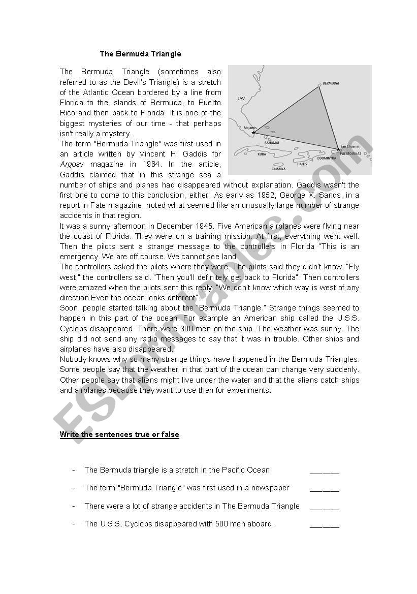 The Bermuda Triangle worksheet