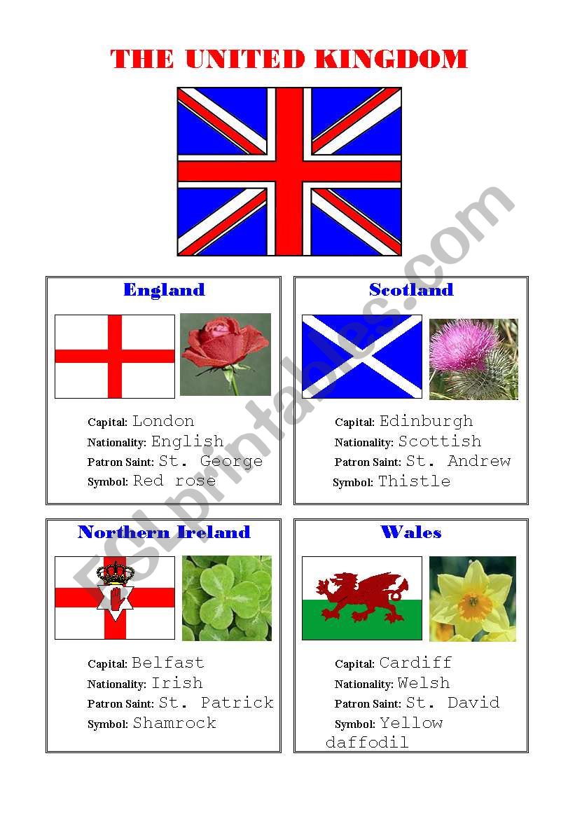 FLAGS AND SYMBOLS OF THE UK worksheet