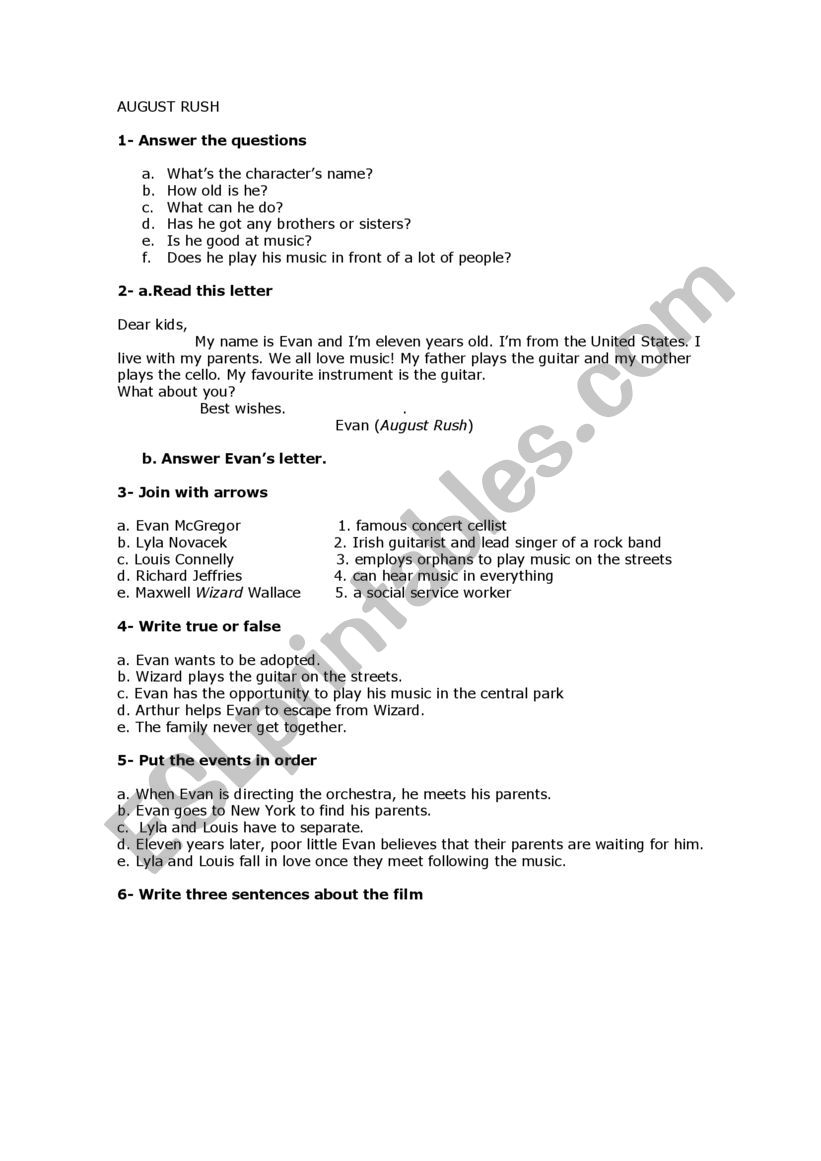 Movie worksheet: 