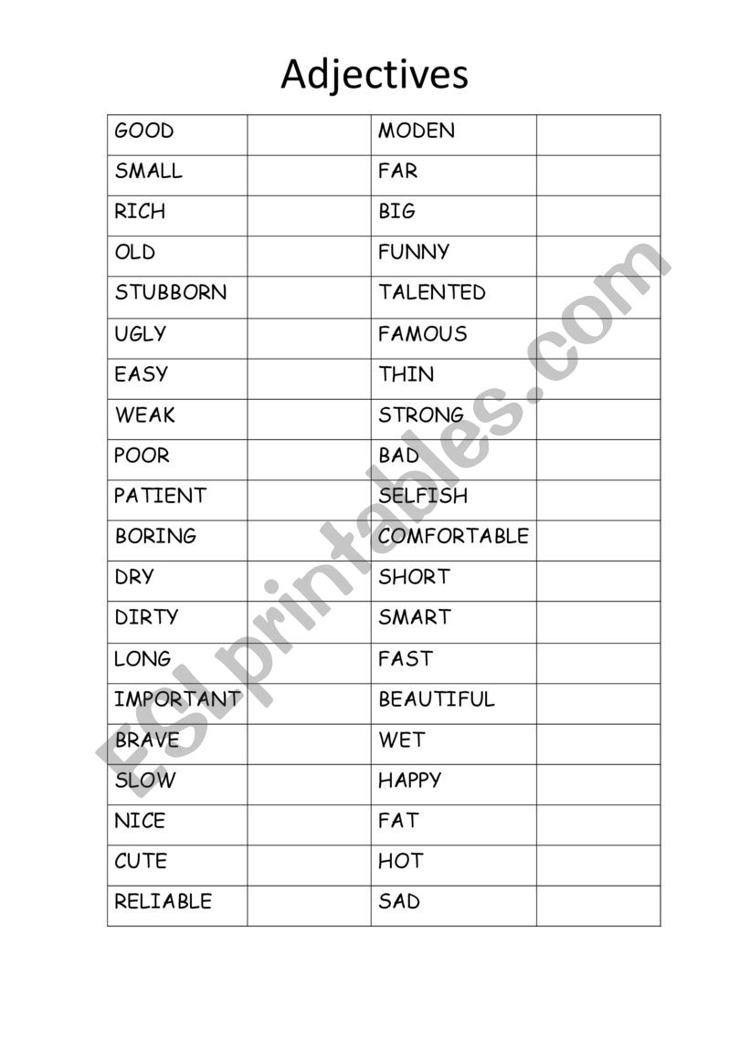 Comparisons worksheet