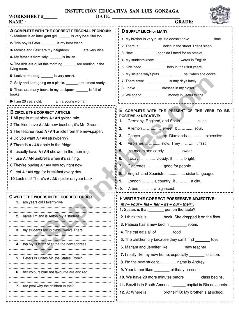 TOPICS REVIEW for BEGINNERS worksheet