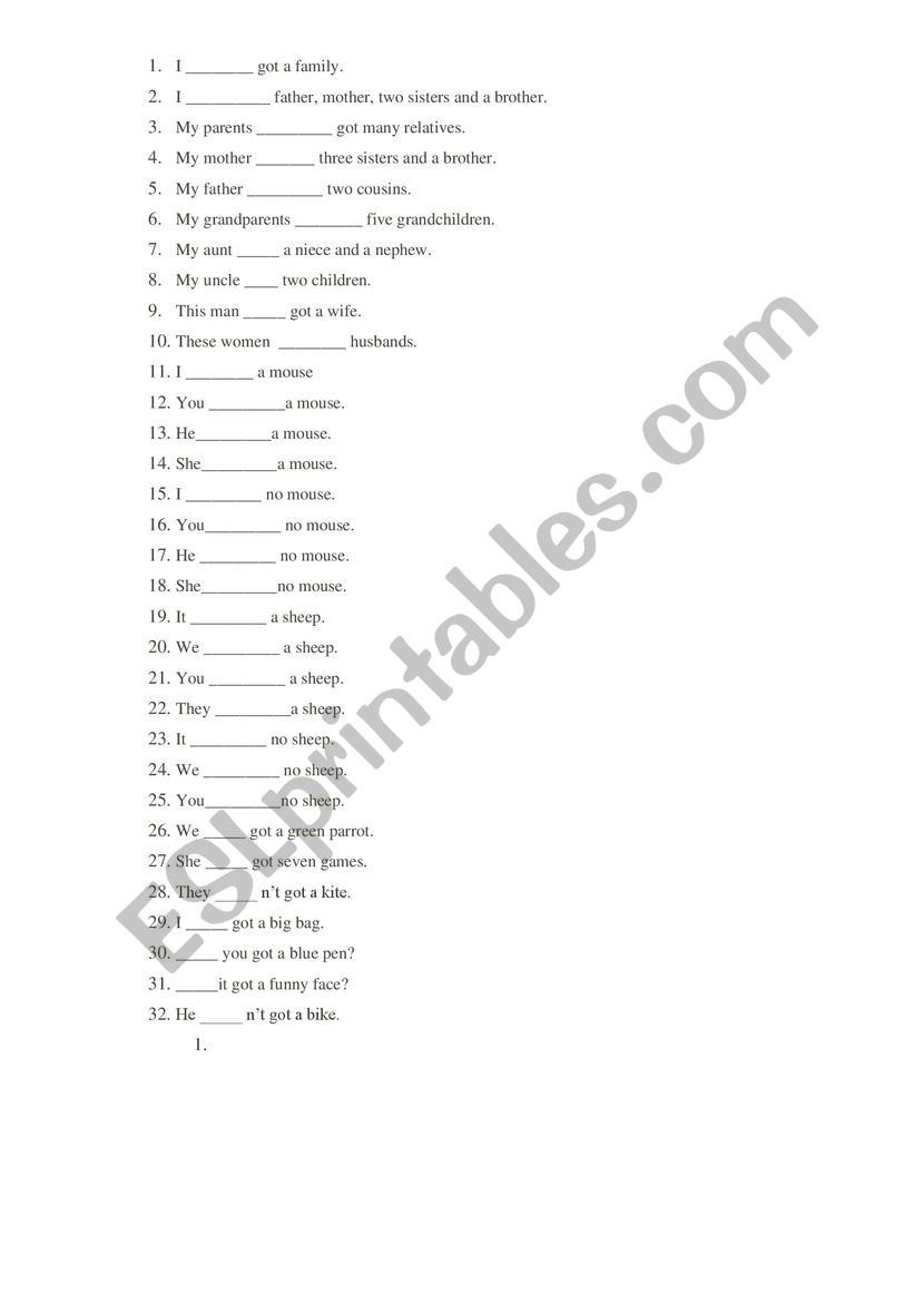 have vs to be exercises worksheet