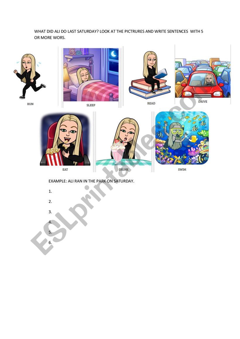 WHAT DID ALI DO LAST WEEKEND? worksheet