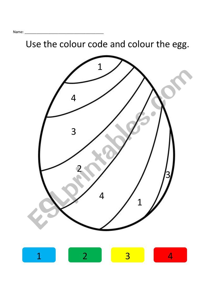 Easter colour by numbes worksheet
