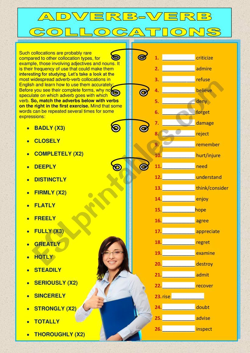 ADVERB-VERB COLLOCATIONS worksheet