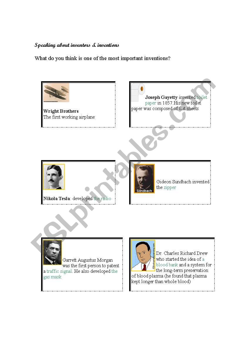 inventors and inventions worksheet