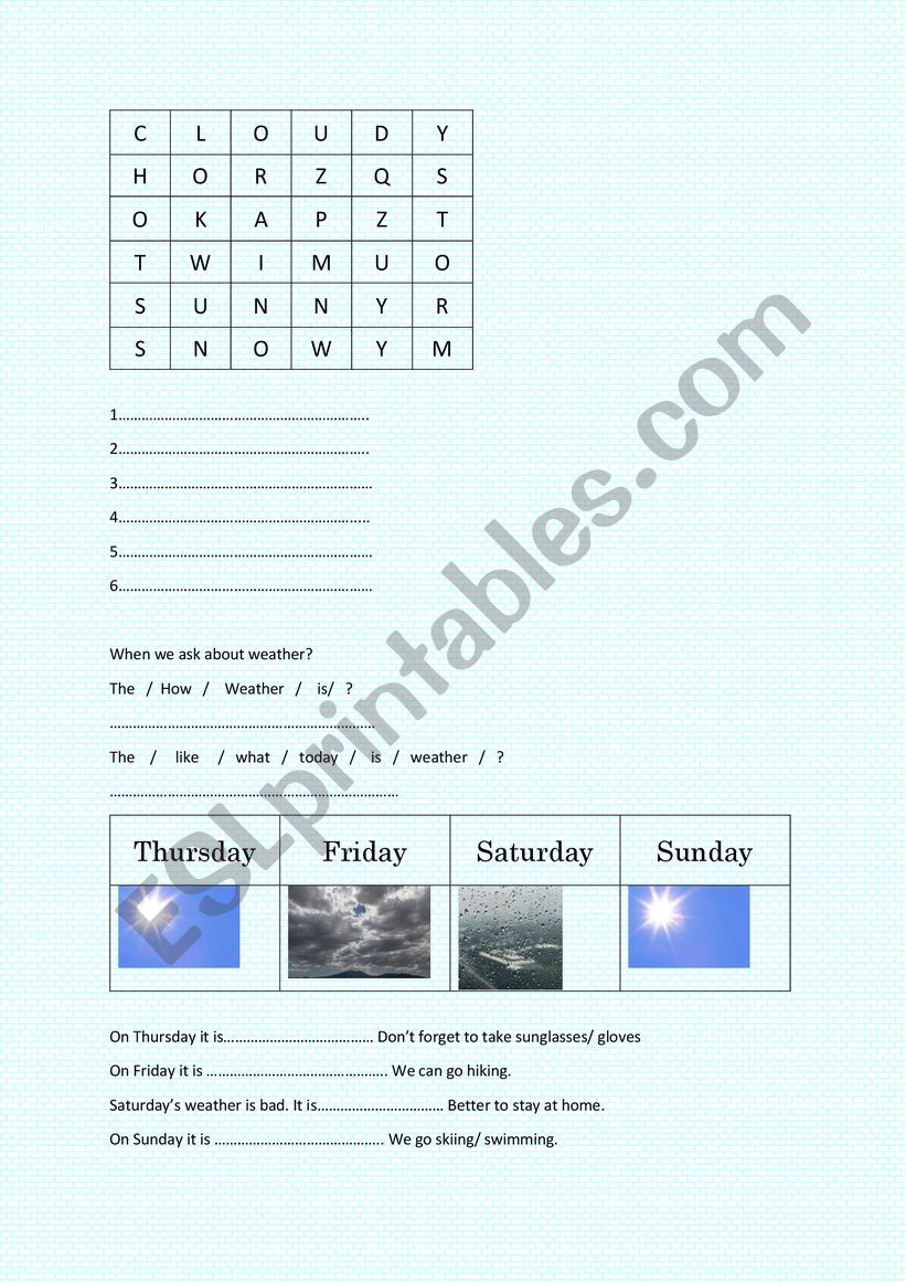 weather worksheet