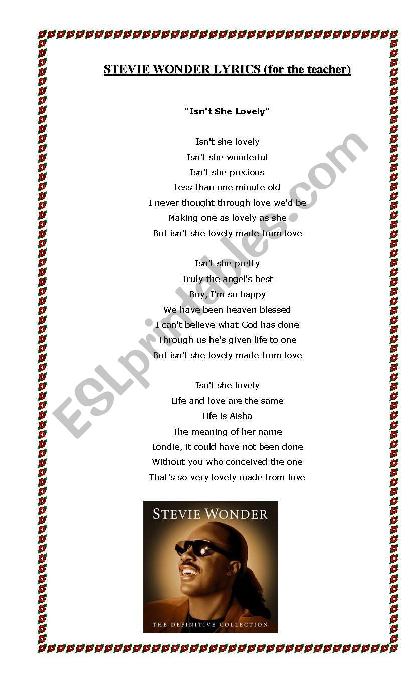 IsnÂ´t she lovely By Stevie Wonder