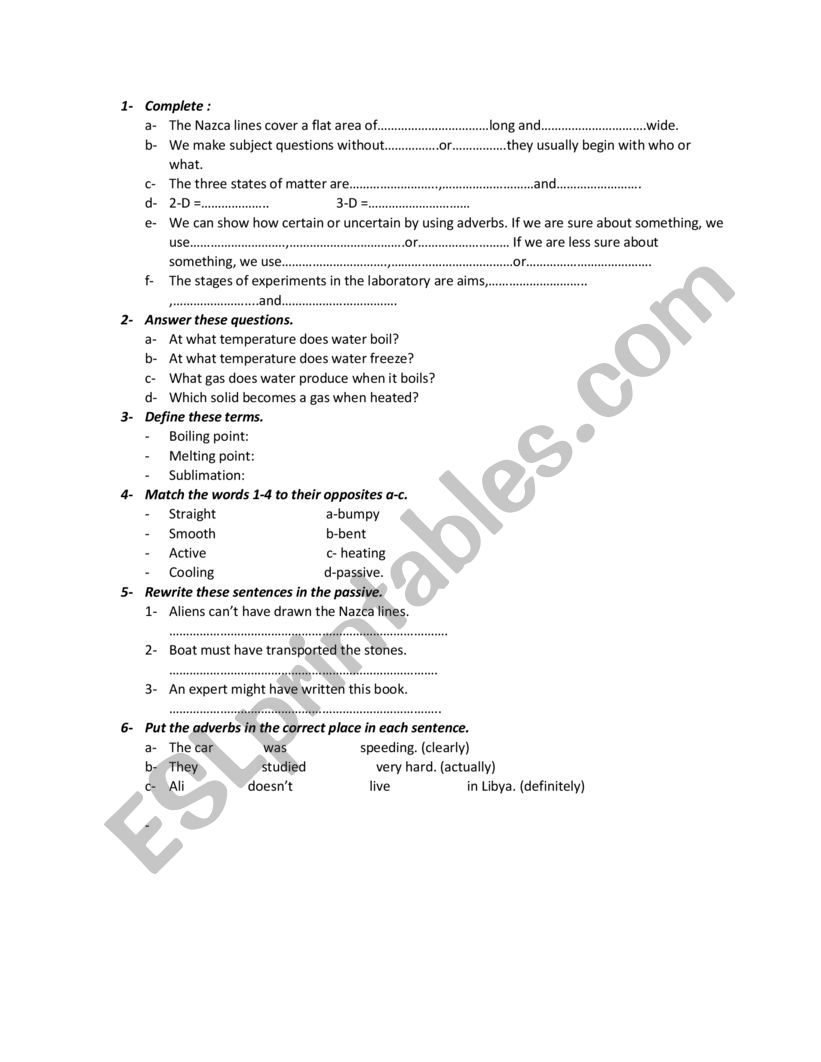 Quiz worksheet