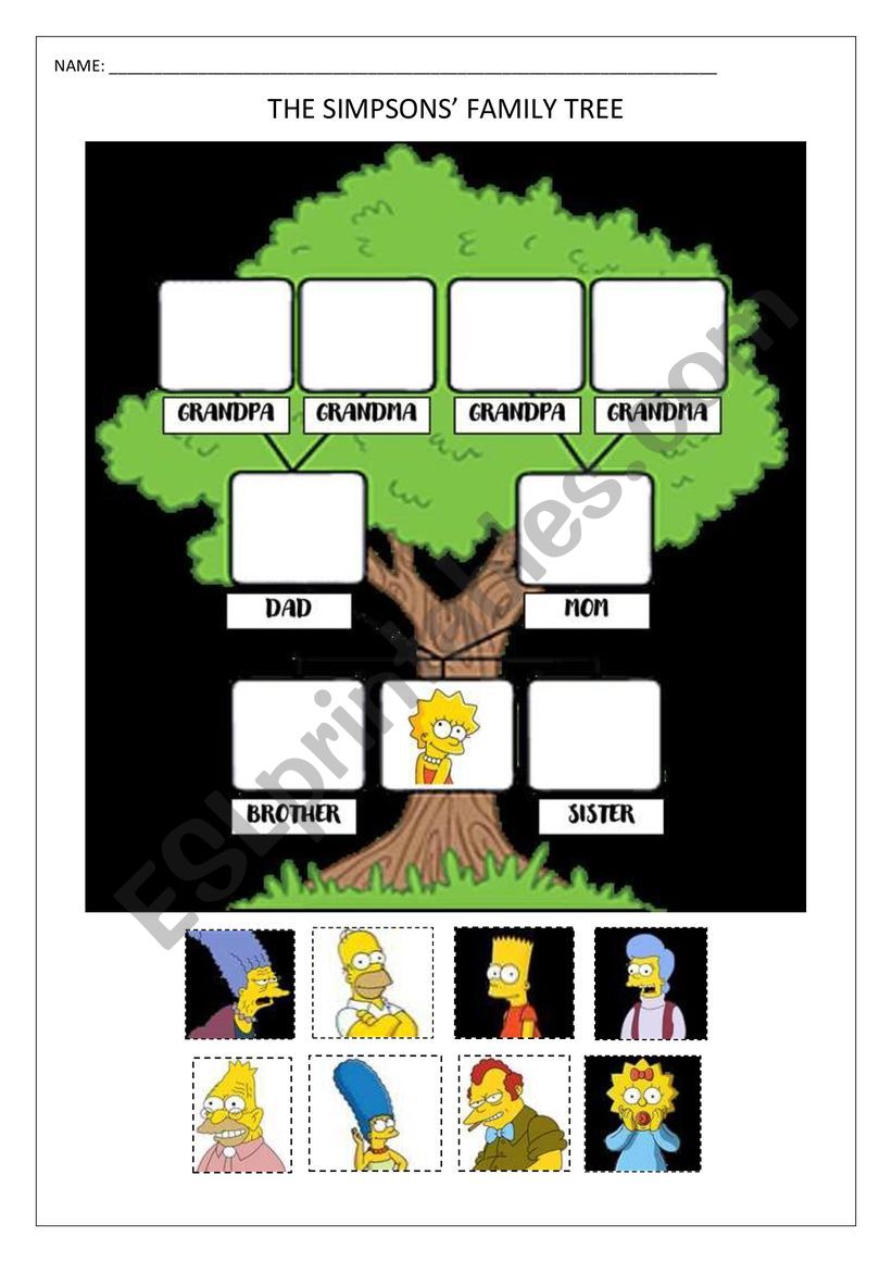 THE SIMPSONS FAMILY TREE worksheet