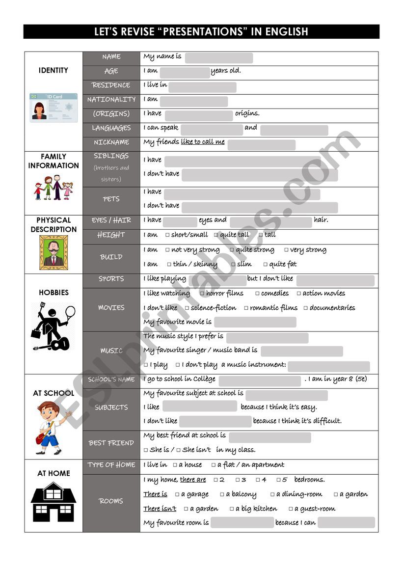 Introduce yourself in English worksheet