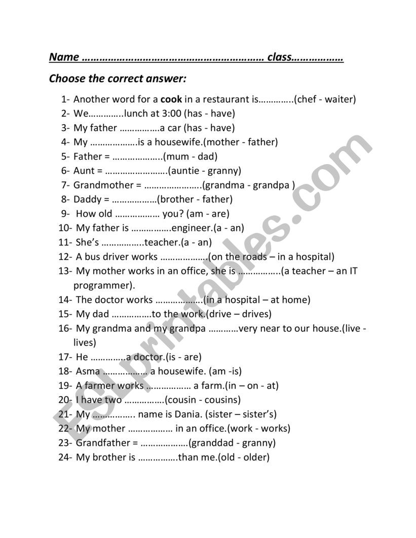 final exam worksheet