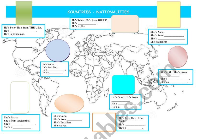 COUNTRIES, NATIONALITIES AND JOBS