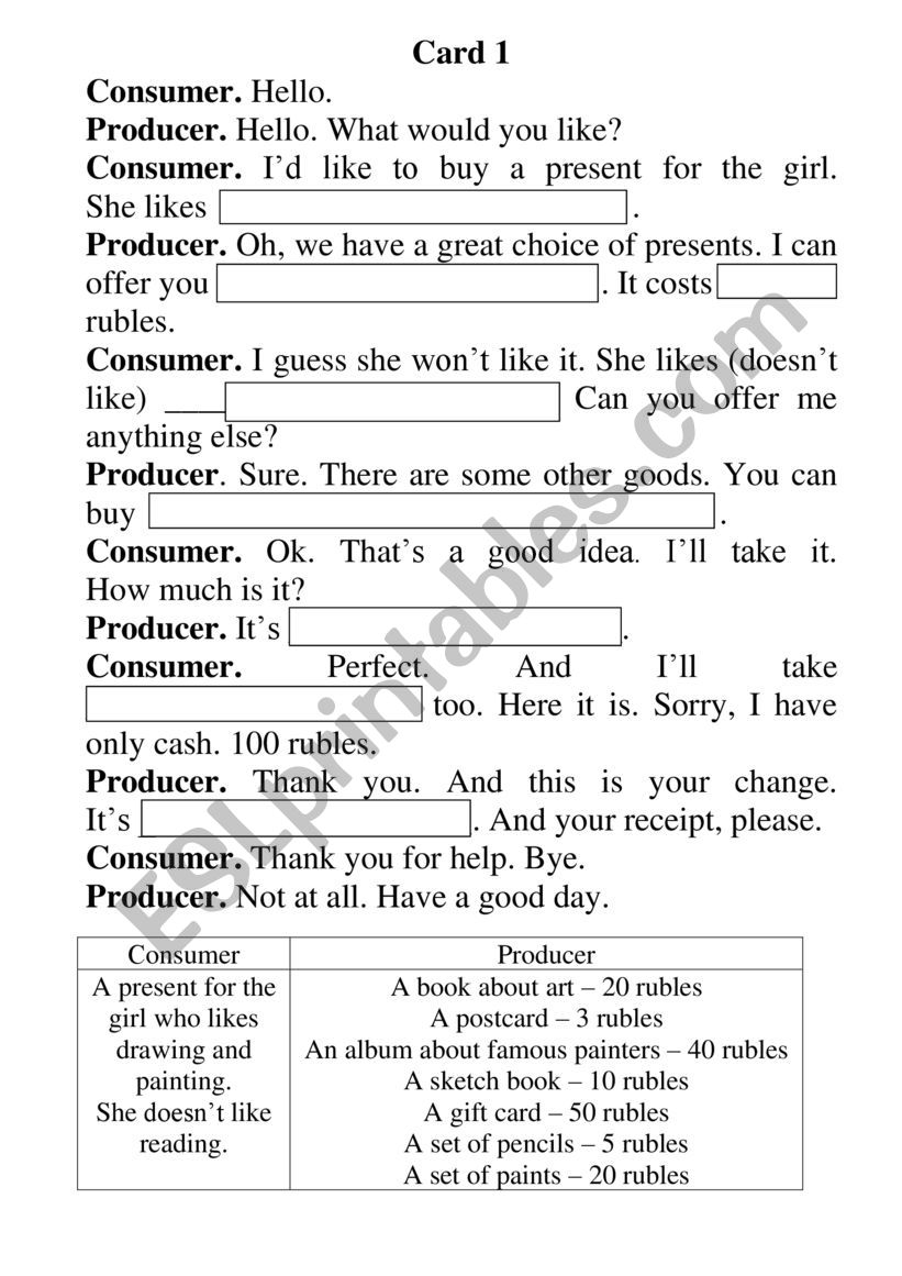 Consumer and Producer. Dialogue