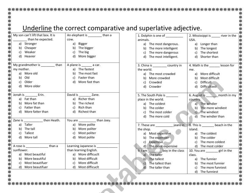 Comparative and Superlative Activity