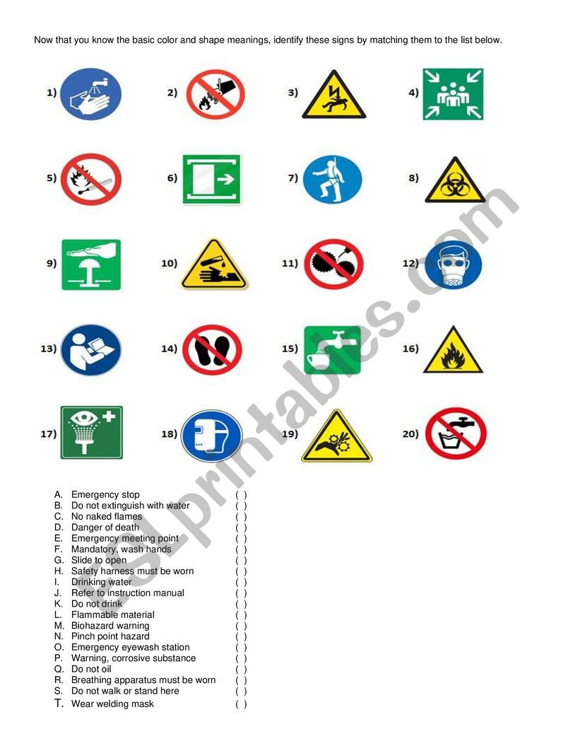 Safety Signs worksheet