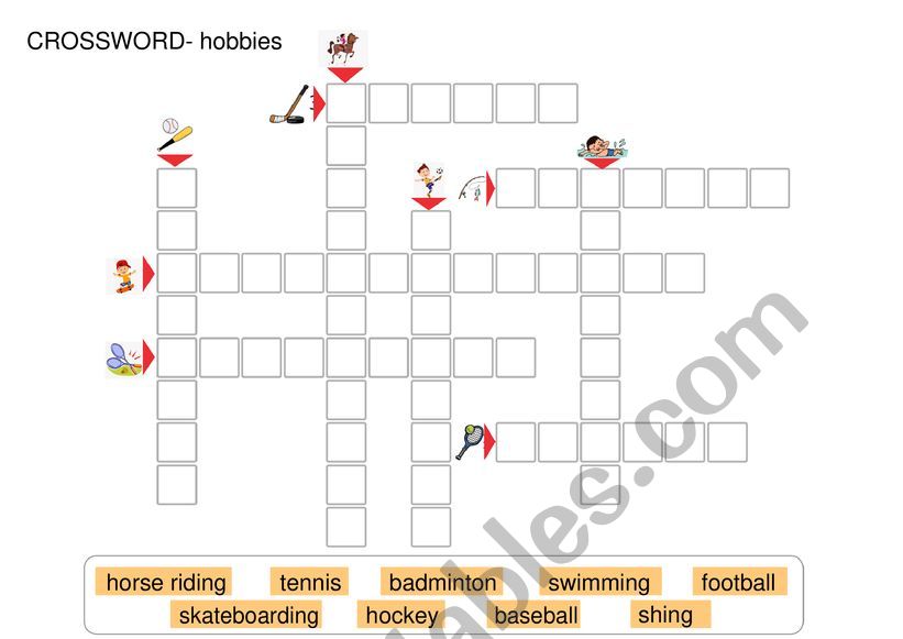 Hobbies / sports - Crossword  worksheet