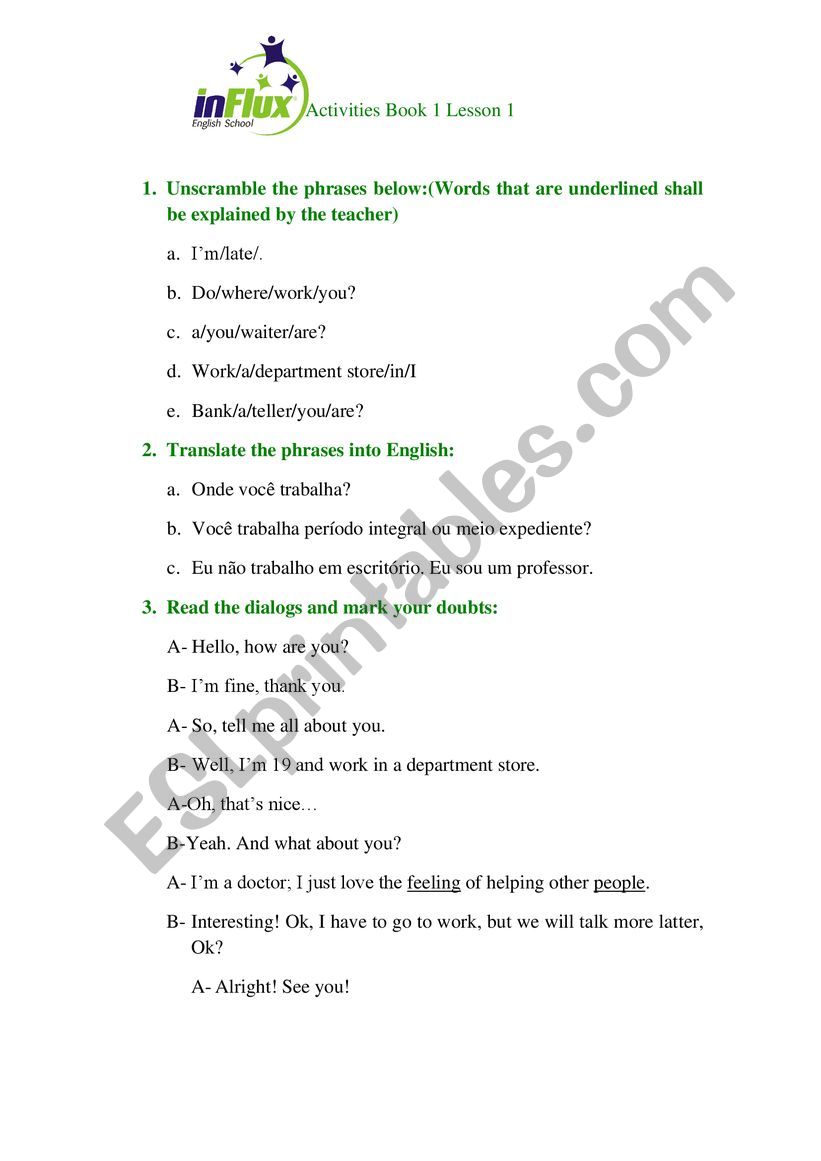 Verb to be worksheet