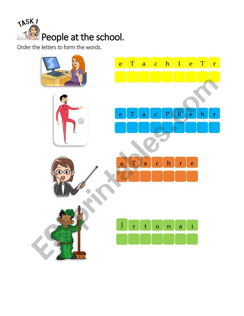 People at the school worksheet