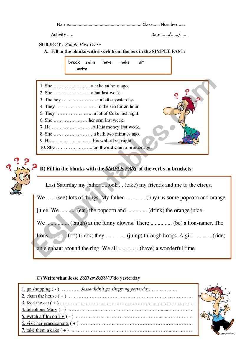 Simple Past Tense worksheet