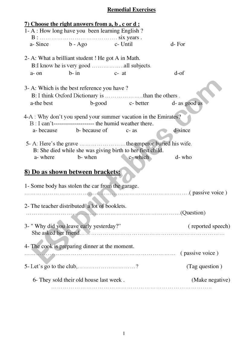 Structure worksheet