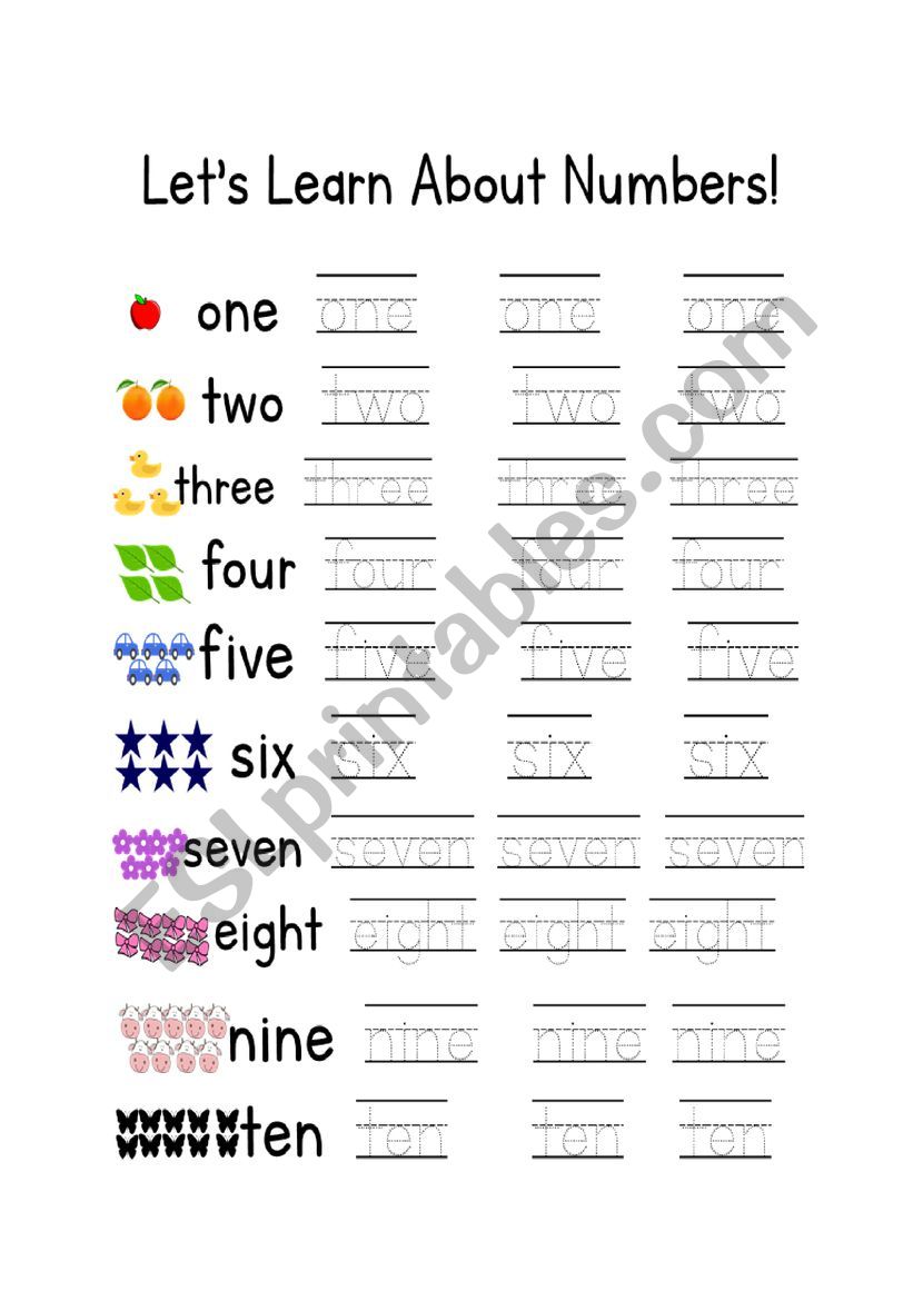 Number Tracing worksheet