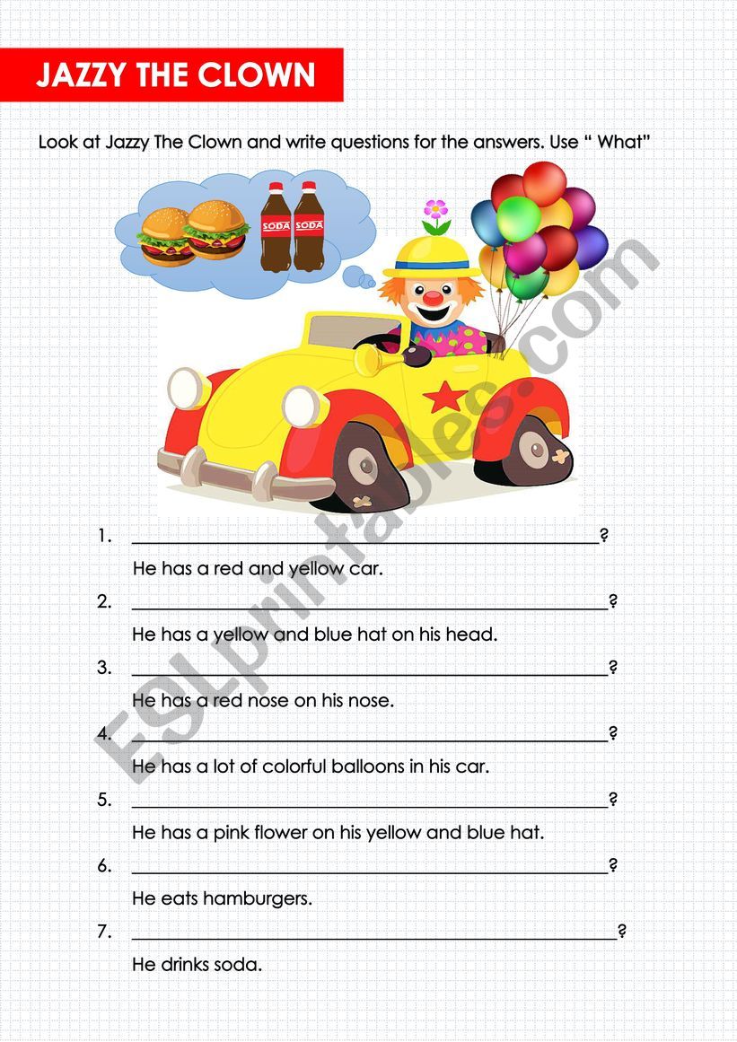 JAZZY THE CLOWN worksheet