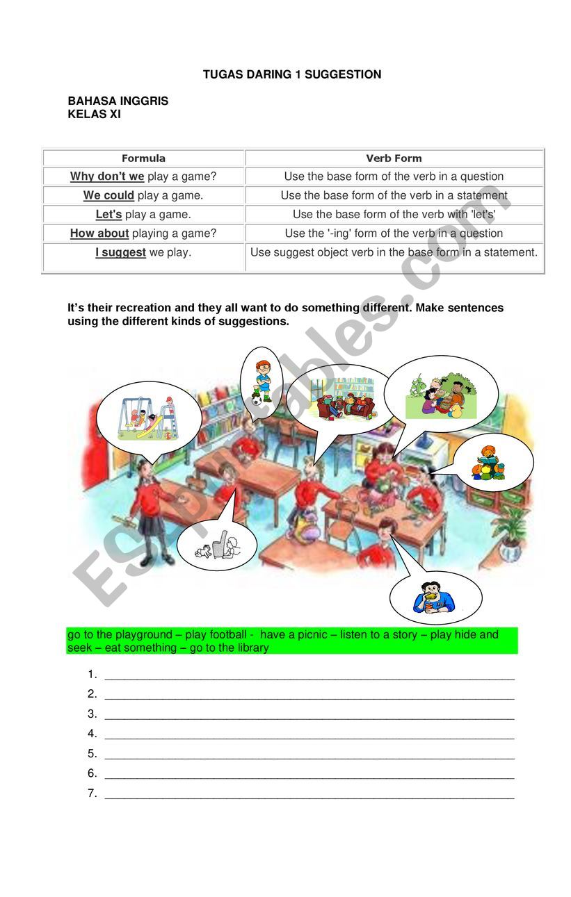 suggestion worksheet