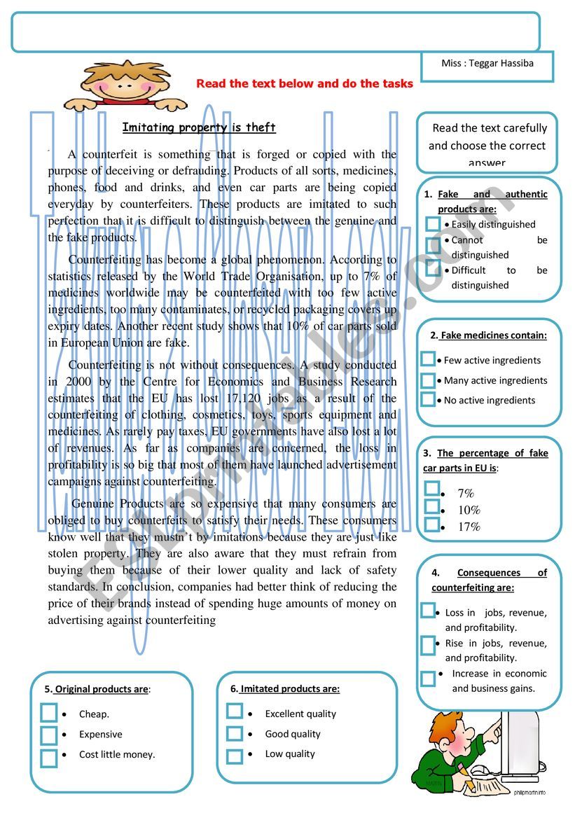 counterfeiting  worksheet