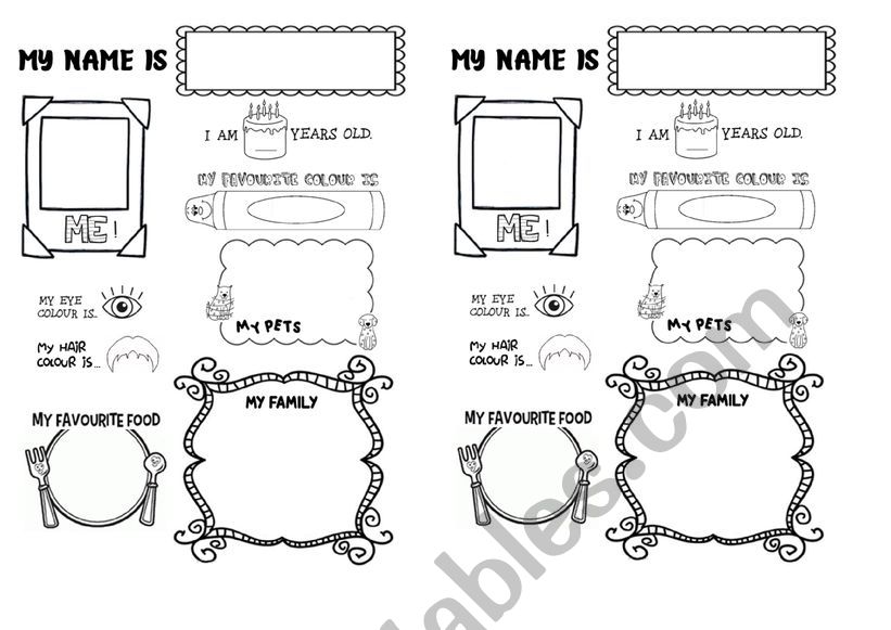 All about me worksheet