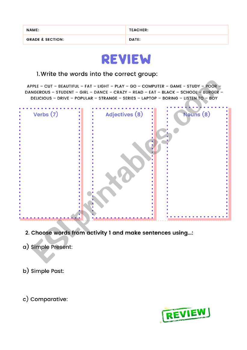 Review worksheet