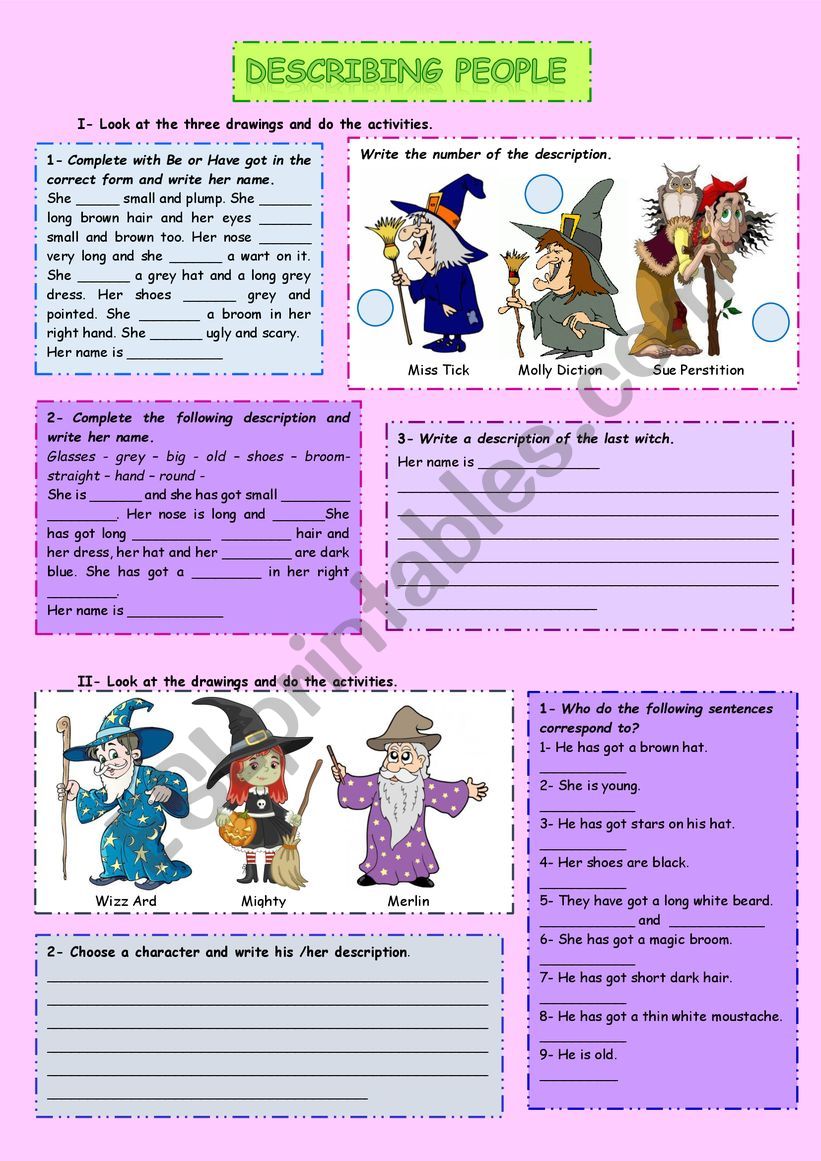 Describing people worksheet