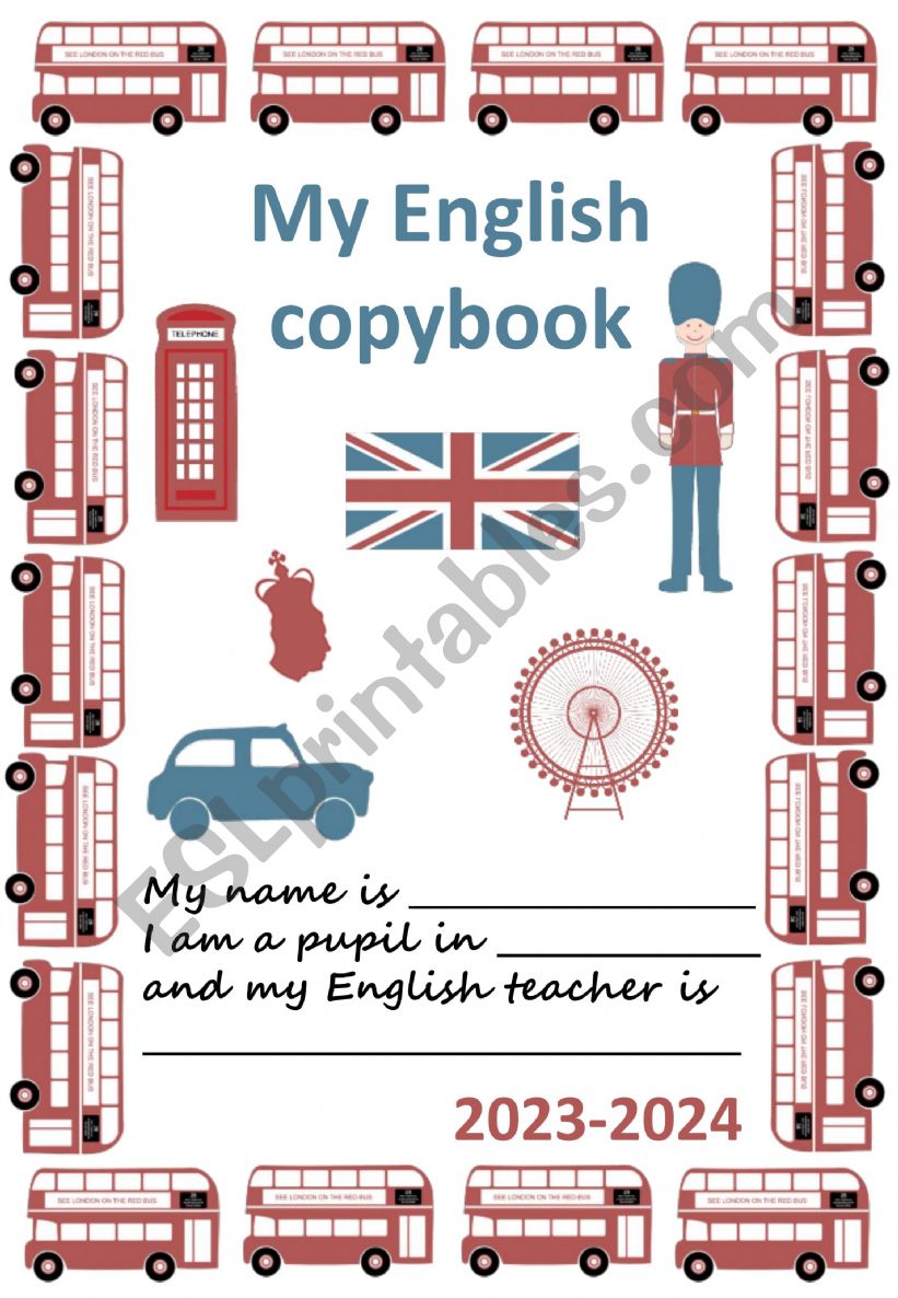 English copybook first page worksheet