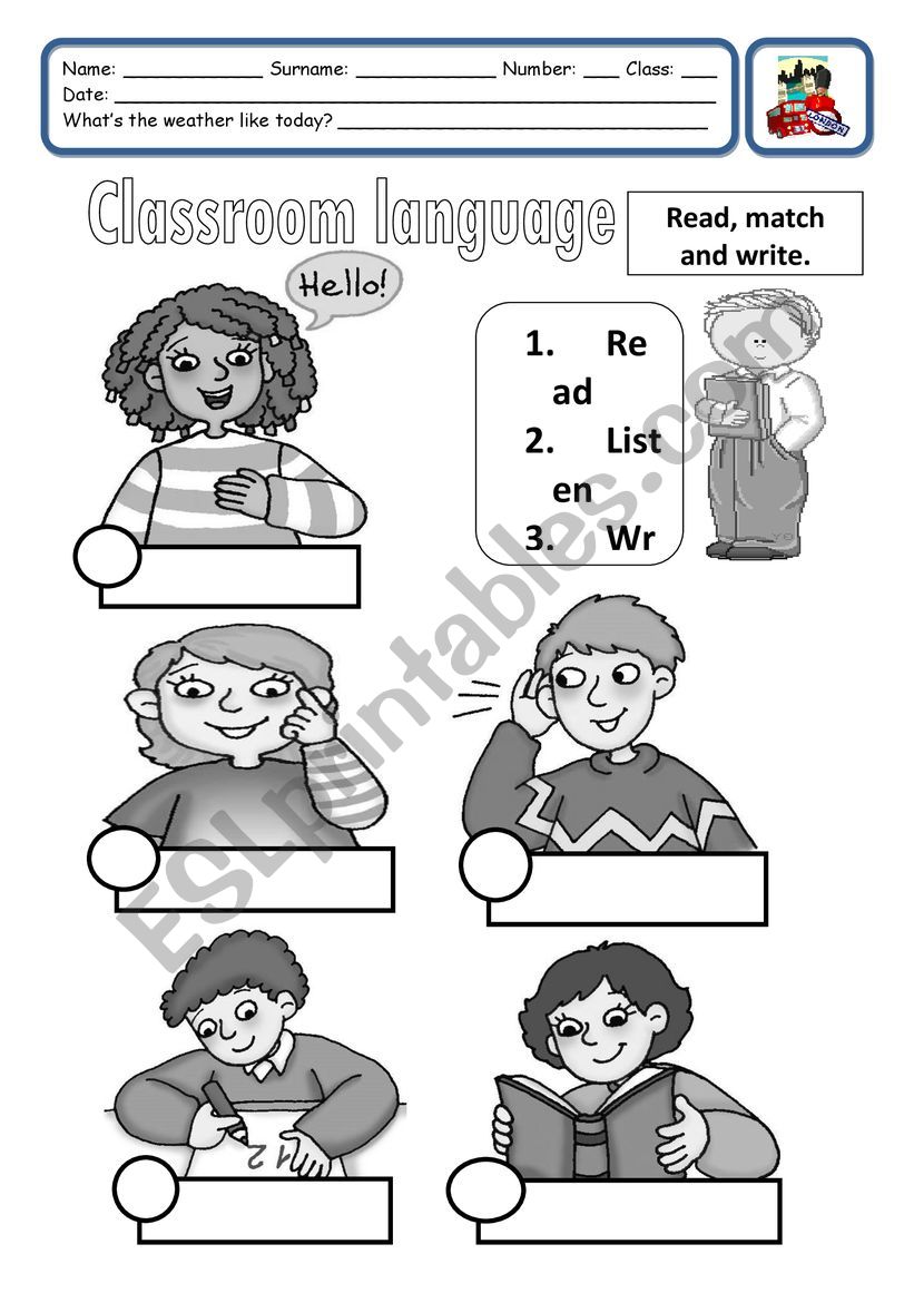 Language classroom worksheet