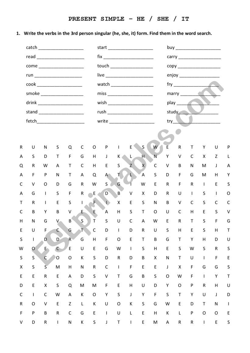 Present Simple He/She/It  worksheet