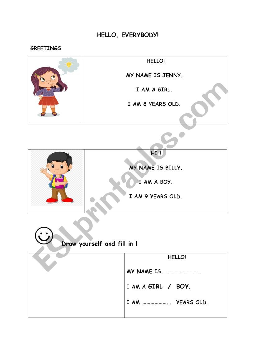 Greetings worksheet