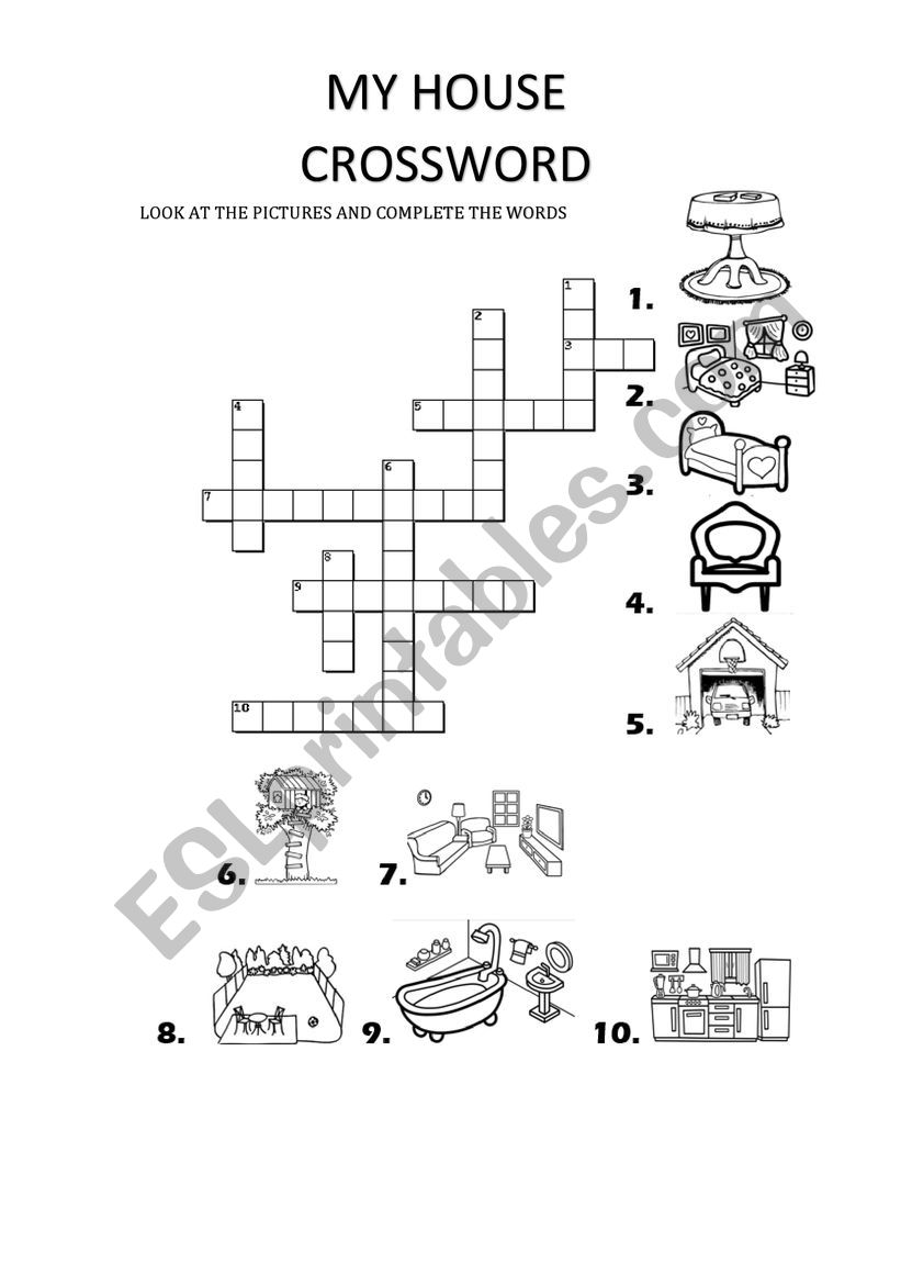 MY HOUSE CROSSWORD worksheet