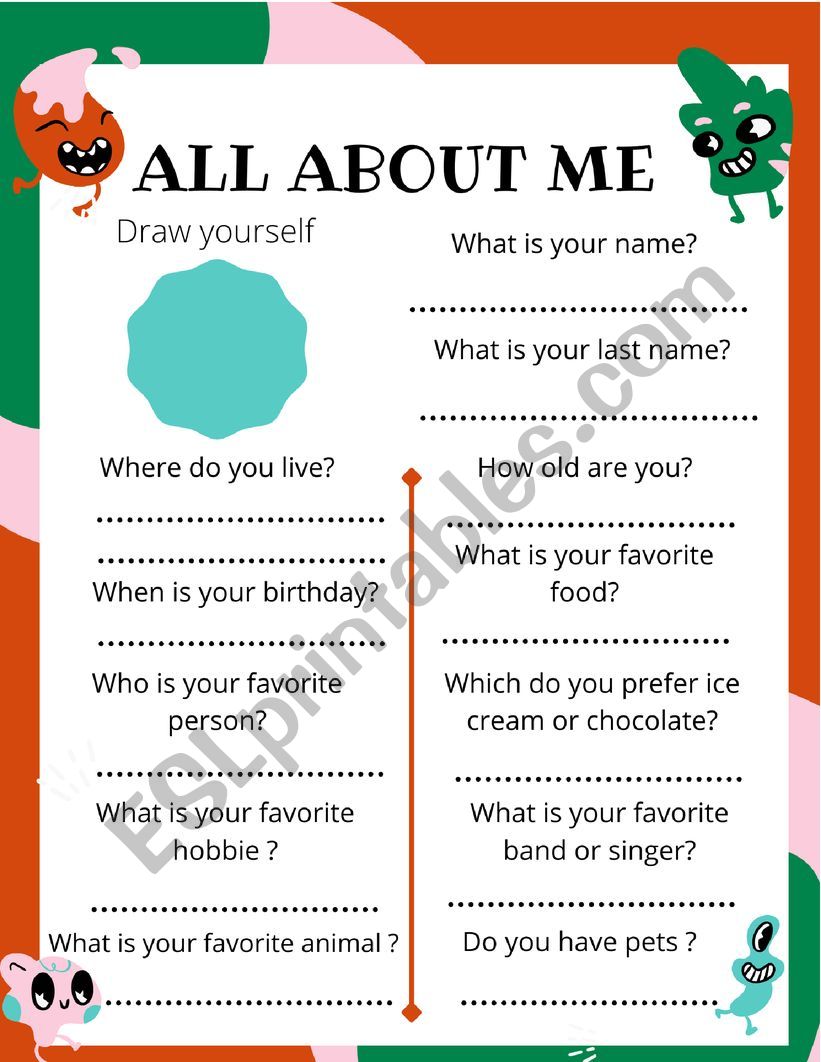 ALL ABOUT ME  worksheet