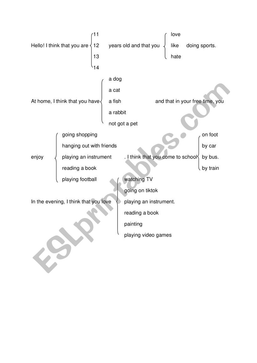 Trapdoor ice-breaker activity worksheet