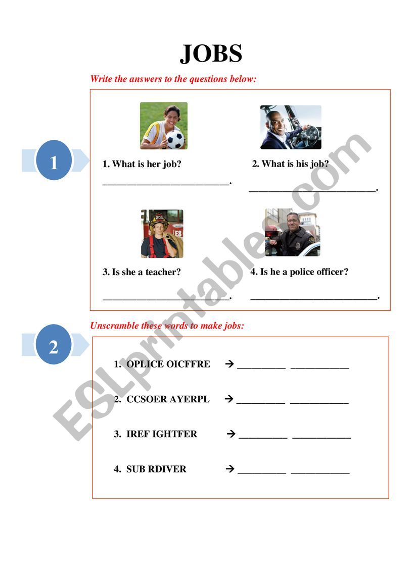 Jobs worksheet