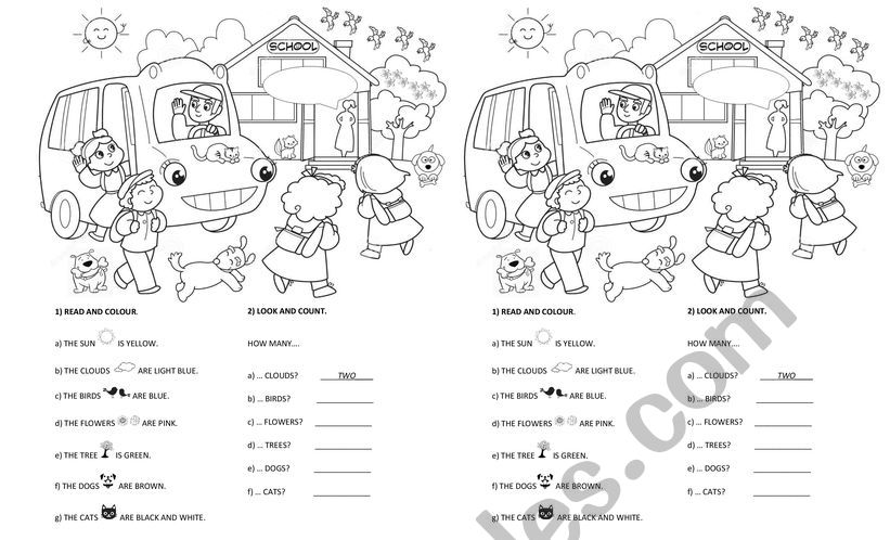 Read and colour.  worksheet