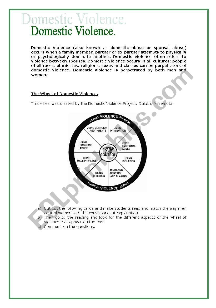 Domestic Violence worksheet