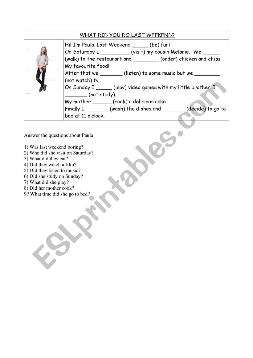 SIMPLE PAST- REGULAR VERBS worksheet